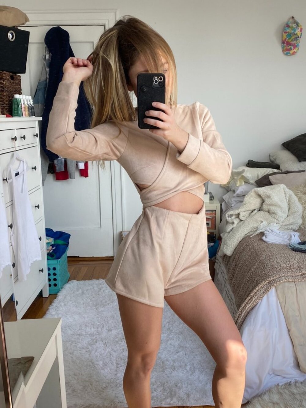 Sabo Skirt Suede Dallas Playsuit Romper Small Holiday Blush Pink